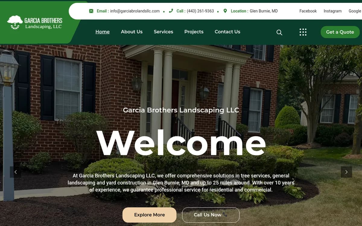 Sitio web de Garcia Brothers Landscaping & Tree Service